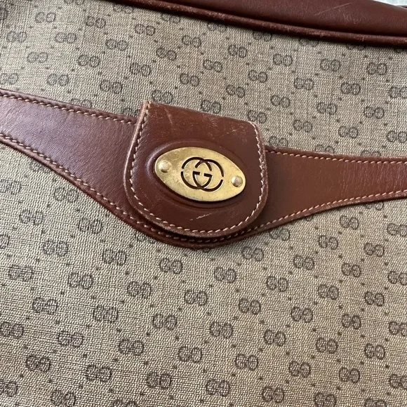 Vintage Gucci Leather Coated Canvas GG Crossbody Bag